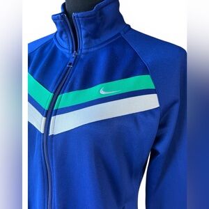 Retro Nike Athletic Department Women's Blue Striker Track Jacket Y2K